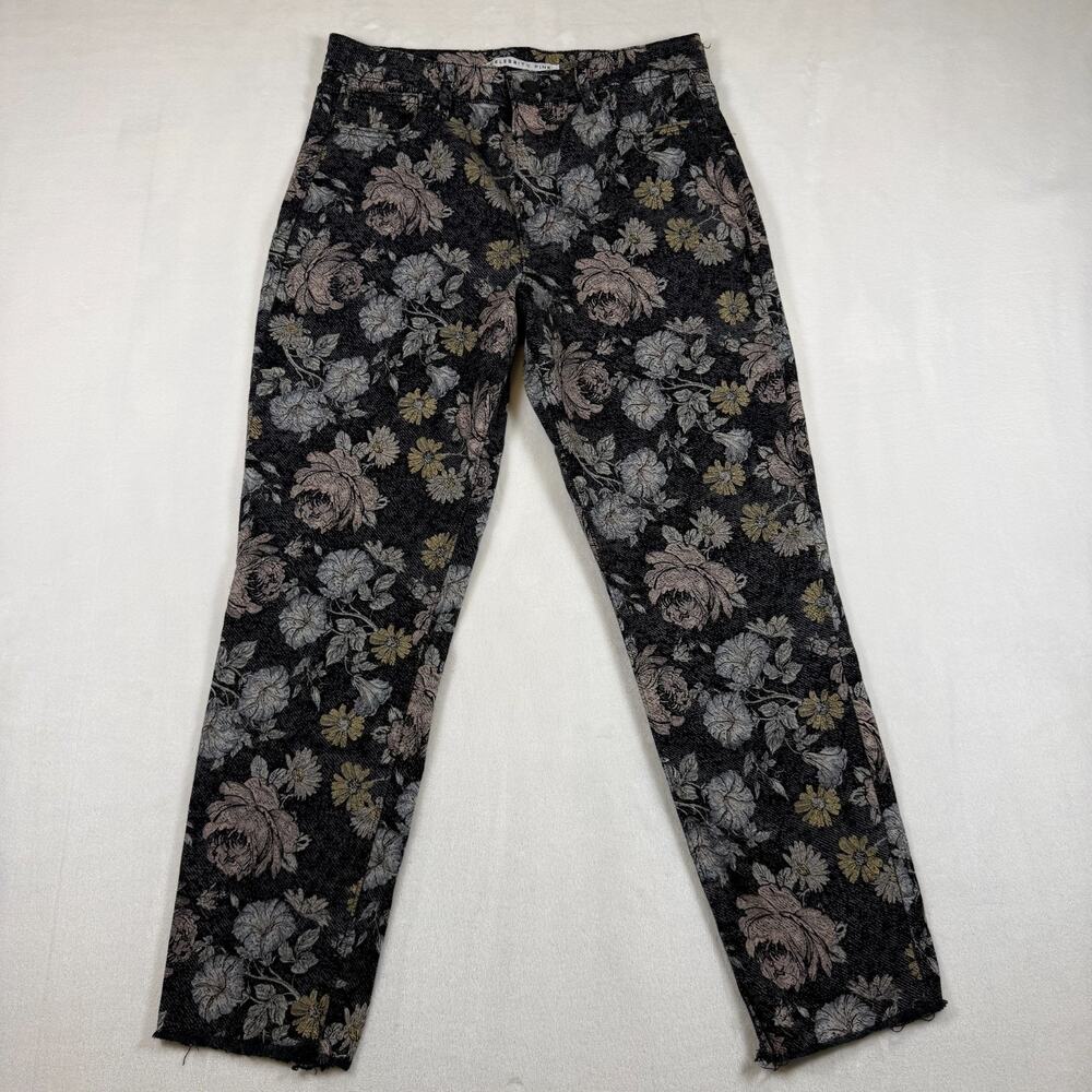 Floral Skinny Jeans Women's Black Gray Cottagecore Whimsigoth Dark Academia